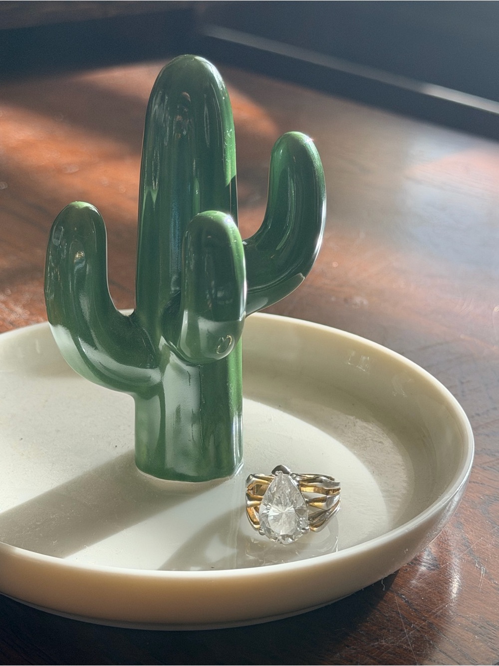Gorgeous CZ and Gold Tone Pear Shaped Size 7.5 Statement Ring